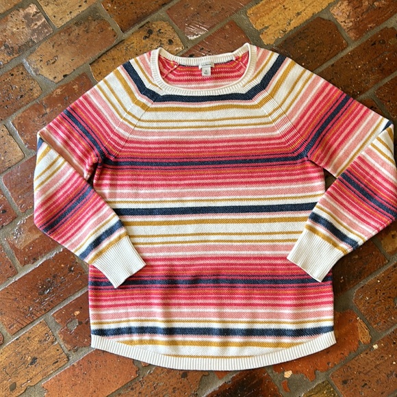 L.L. Bean Textured Cotton Sweater, Long-Sleeve Stripe szM - Picture 11 of 15